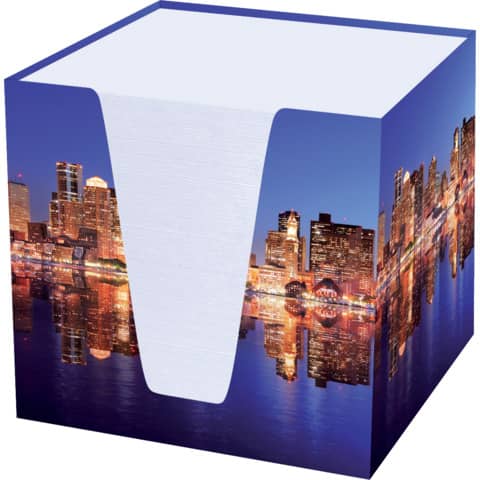RNK Verlag - Notizklotz "Skyline" - 900 Blatt, 70 g/qm, weiß, 95 x 95 x 95 mm