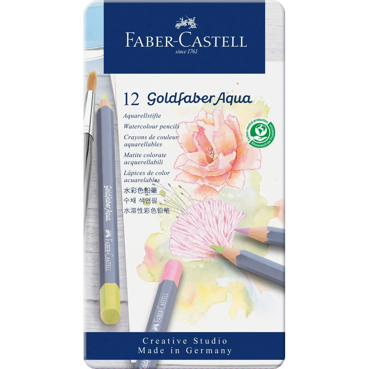 Faber-Castell - Goldfaber Aqua Aquarellstifte Pastelltöne - 12er Metalletui