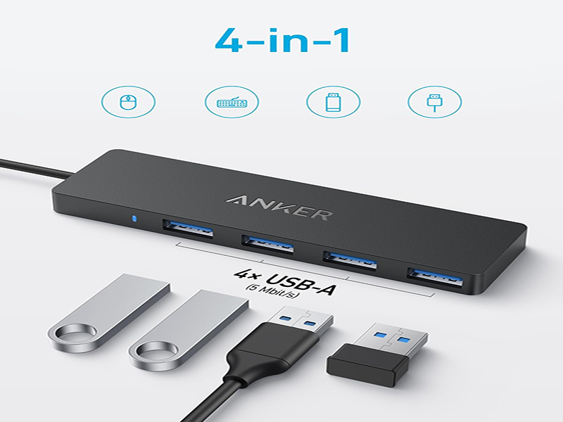 ANKER - 4-in-1 USB Data Hub Ultra Slim - 4x USB-A - inkl. 20cm Erweiterungskabel 