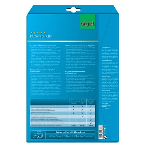 SIGEL - Inkjet Fotopapier Ultra - A4, seidenmatt, 260 g/qm, 20 Blatt