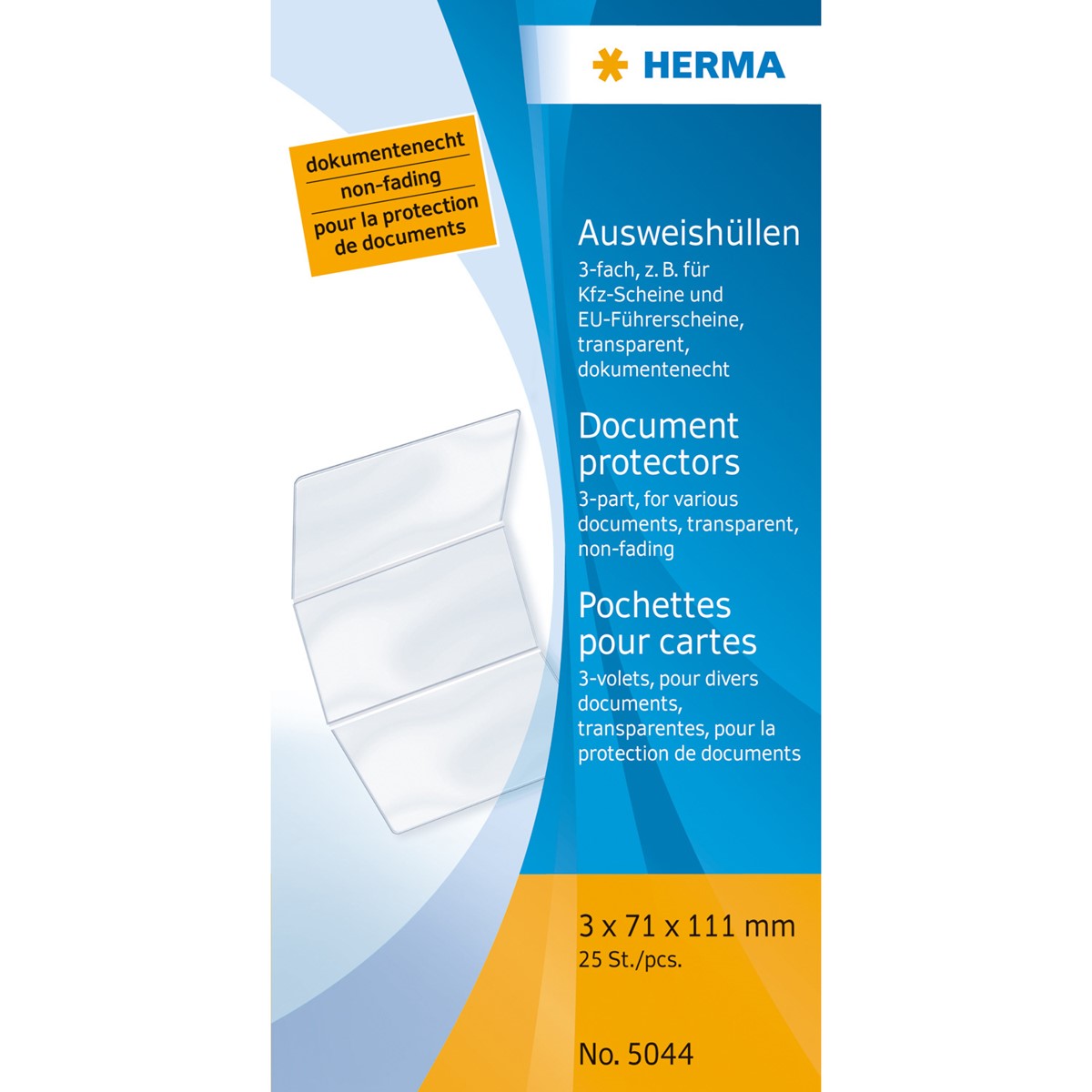 Herma - Klapp - Ausweishülle 71 x 111 mm, für Führerschein, dreifach