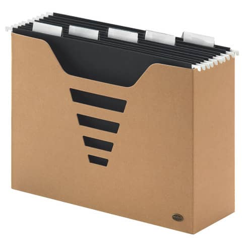 Jalema - Hängemappenbox - braun, gefüllt mit 5 schwarzen Hängemappen A4