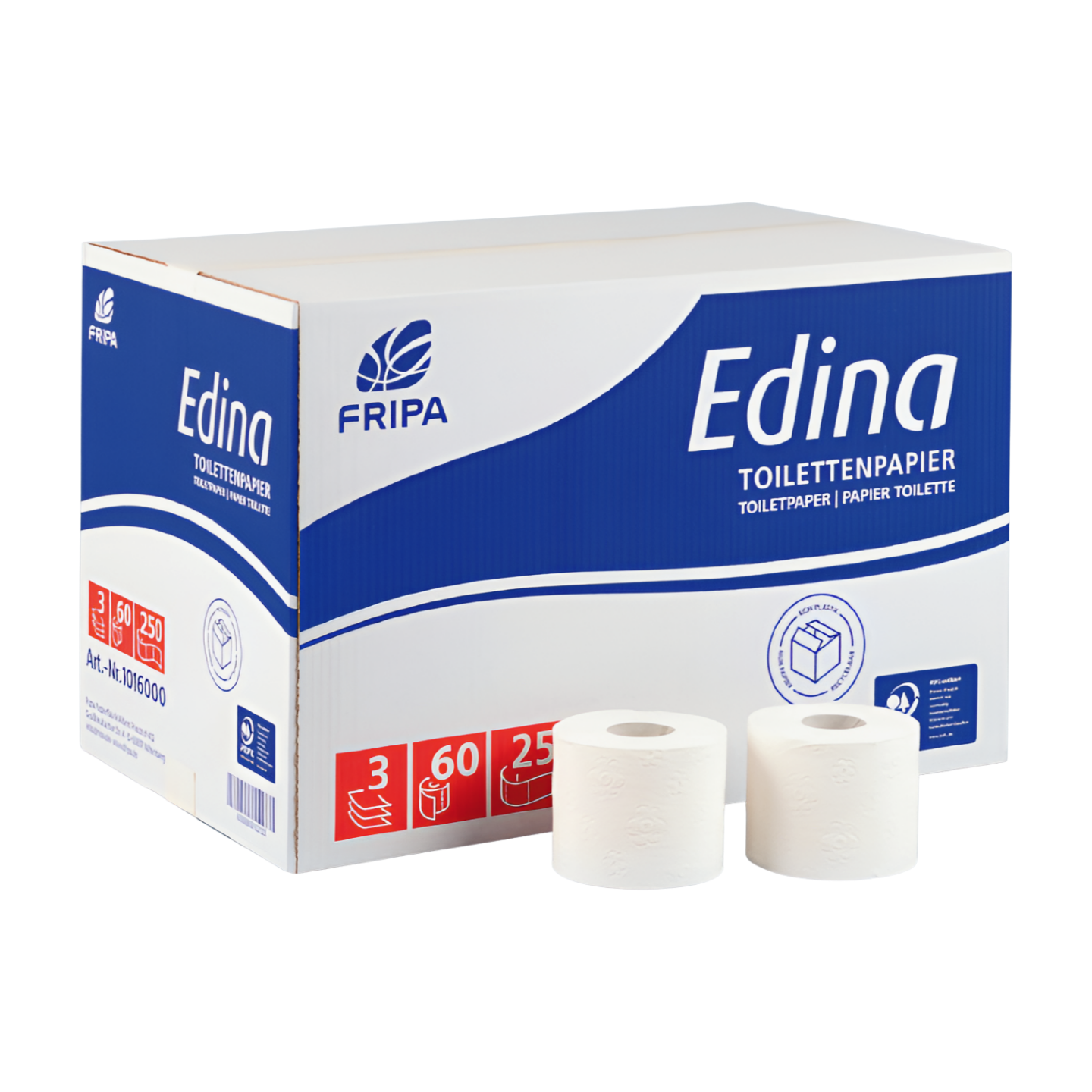 Fripa - Toilettenpapierbox Edina - Schön sanft - 3lagig, 60x250 Blatt