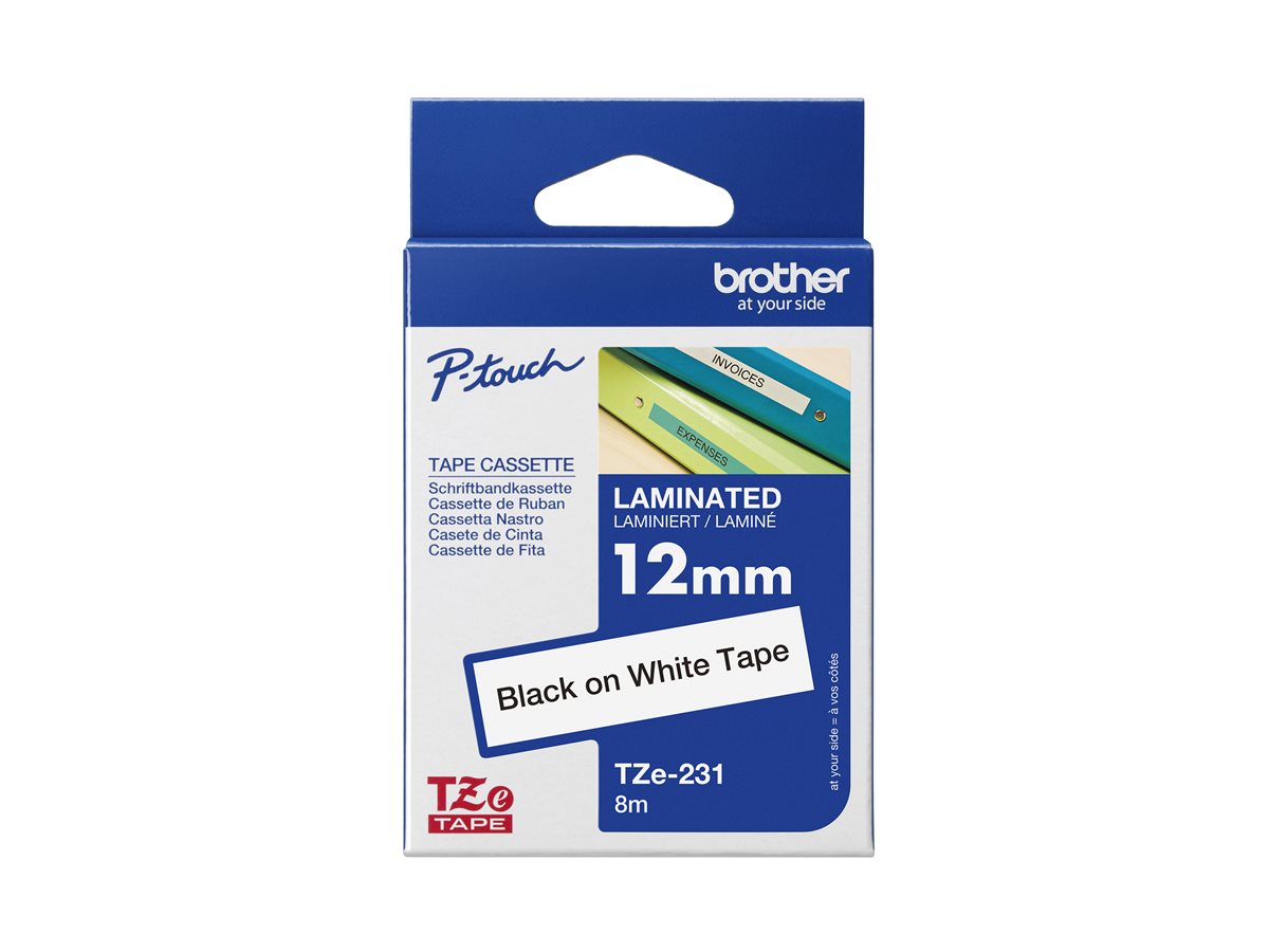Brother - Etiketten - P-Touch TZE-231 - Schwarz auf Weiß - 12mm