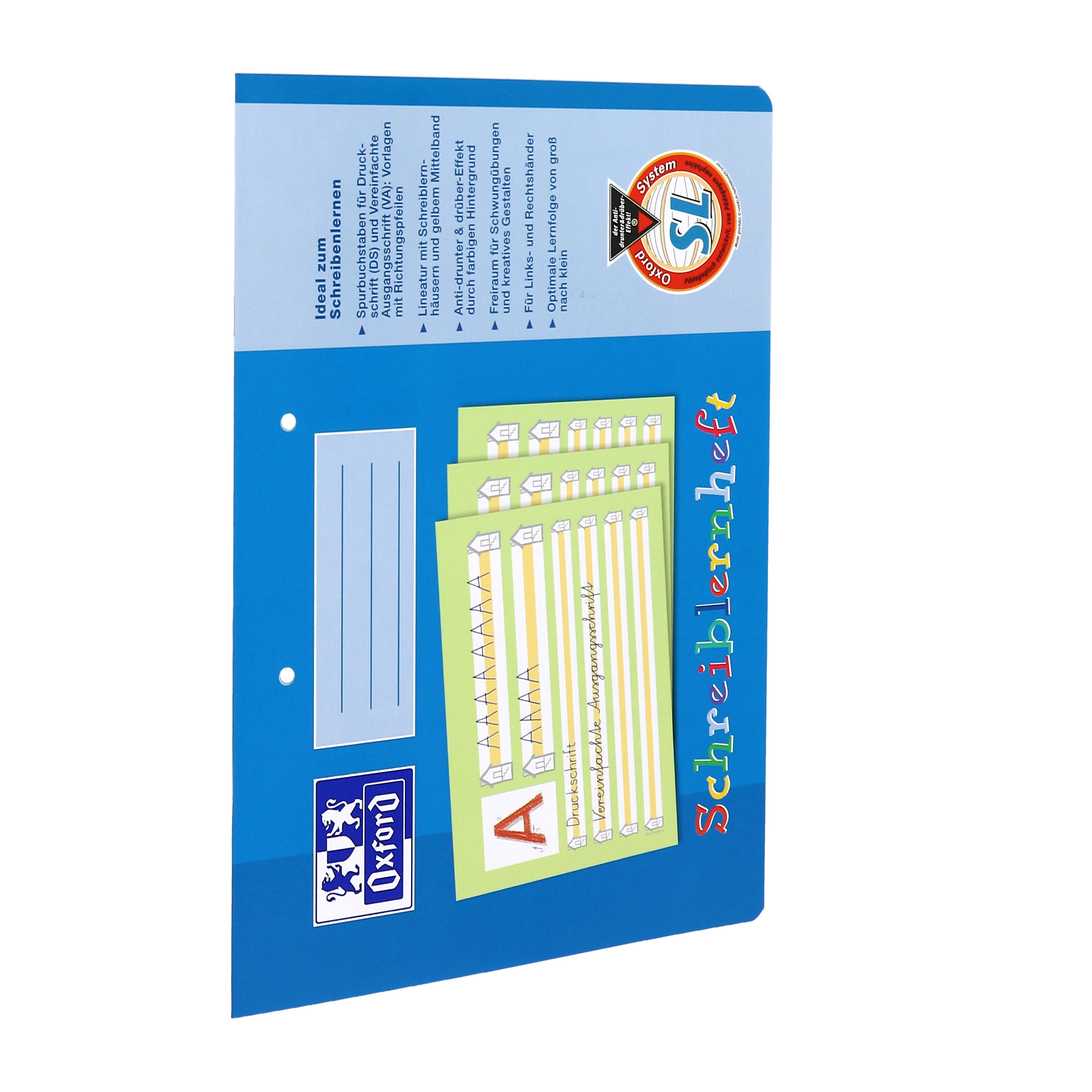 Oxford - Schreiblernheft DIN A4 - Lineatur SL mit farbigem Mittelband - 16 Blatt