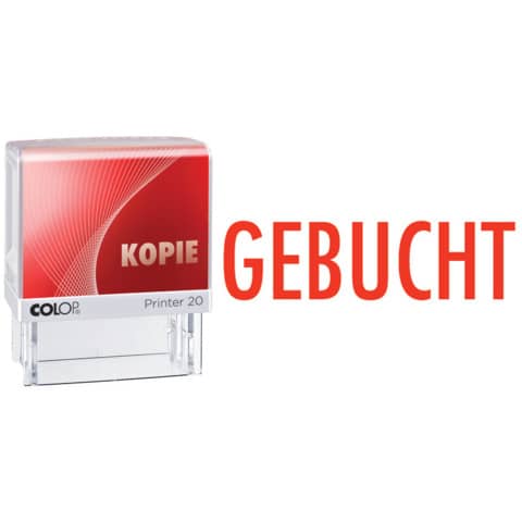COLOP® - Stempel 20L "GEBUCHT" - 38 x 14 mm, selbstfärbend, rot, 1-zeilig, Kunststoff