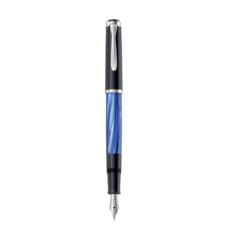 Pelikan® - Füllhalter Classic M205 - Feder M, blau-marmoriert, Faltschachtel