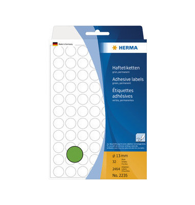Herma - Haftetiketten 13mm - grün - 32 Blatt 
