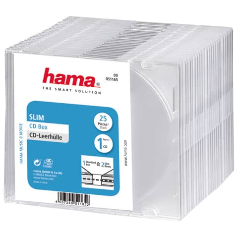 HAMA - CD/DVD Hüllen Slim - 25 Stück, transparent