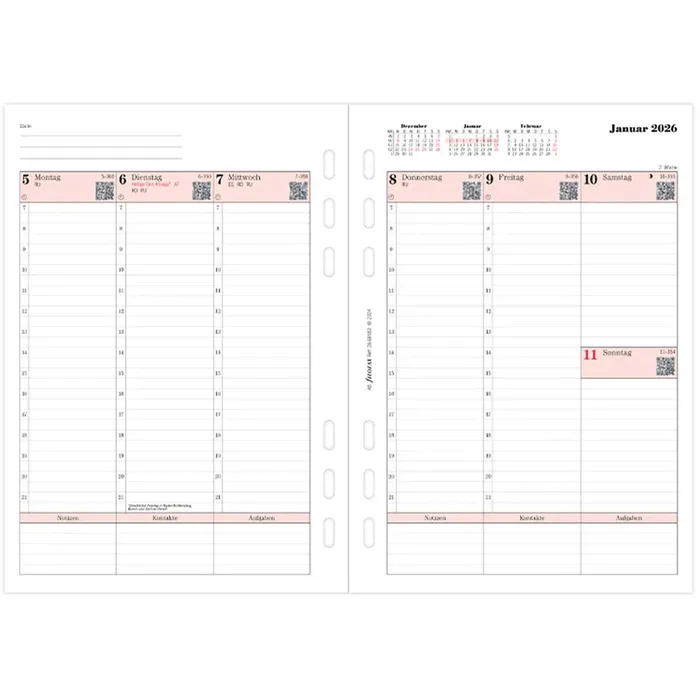 Filofax - Kalendereinlage Professional - A5 - 1 Woche auf 2 Seiten - 2026