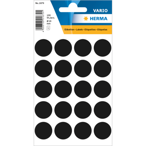 Herma - Haftetiketten 19mm-schwarz