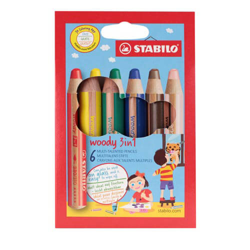 Stabilo - Woody Farbstift - 3 in 1 - 6 Stk. 