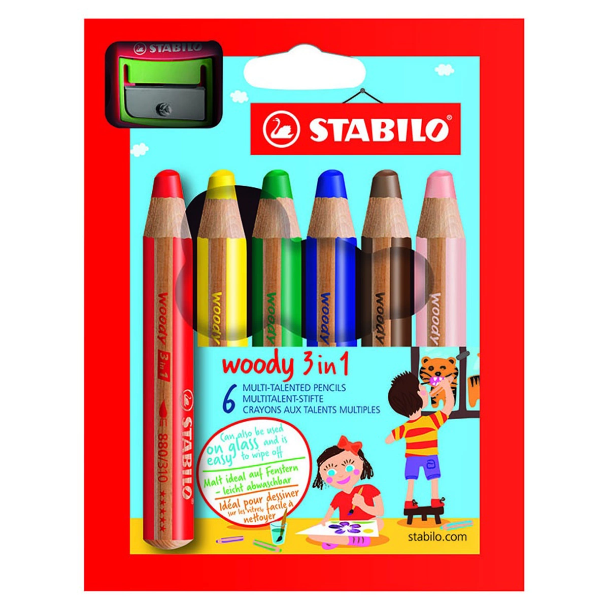 Stabilo - Woody Farbstift - 3 in 1 - 6 Stk. 