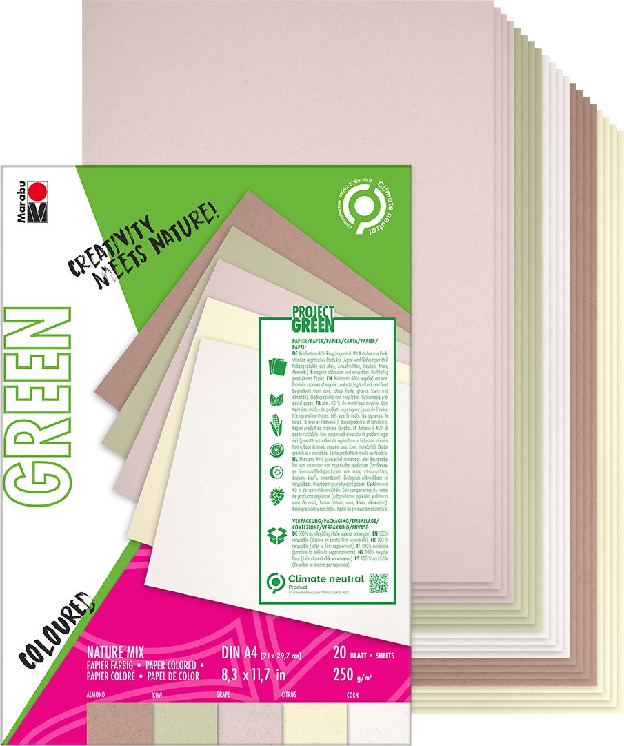 Marabu - Bastelpapier A4 - Nature Mix - 20 Blatt