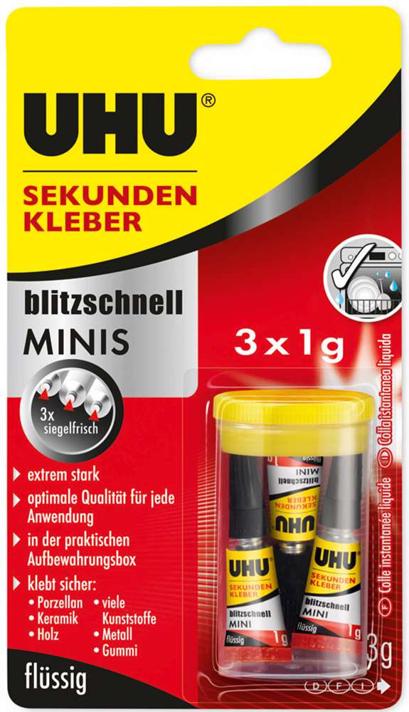 UHU - Sekundenkleber - Mini 3x1g
