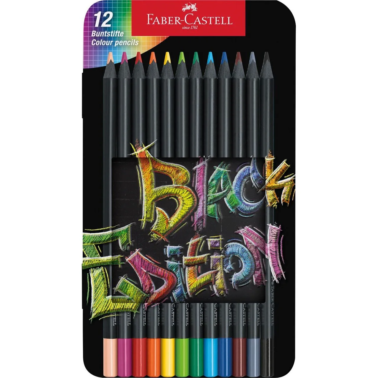 Faber-Castell - Buntstifte Black Edition - 12er Metalletui