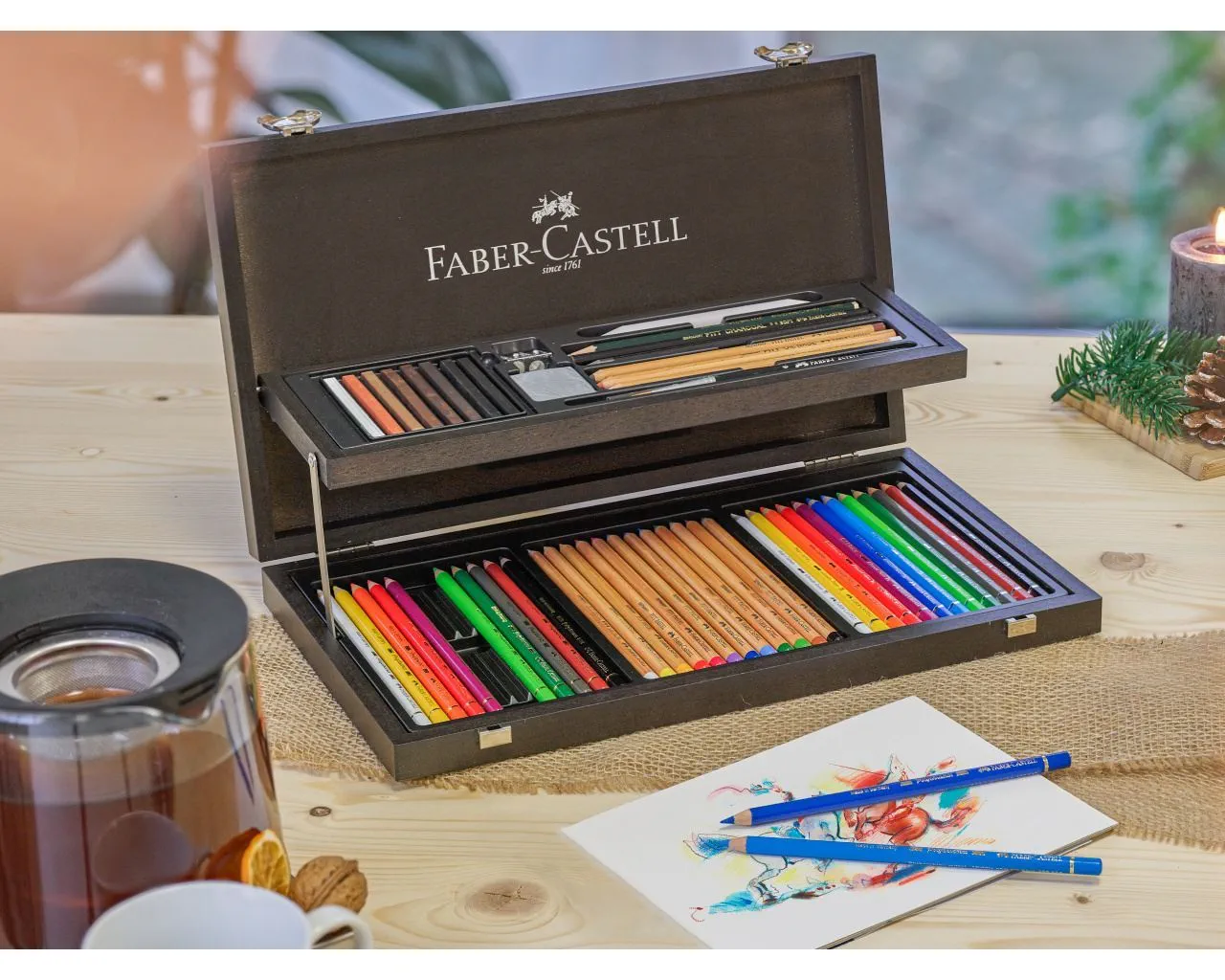 Faber-Castell - Art & Graphic Compendium - 53-teiliger Holzkoffer