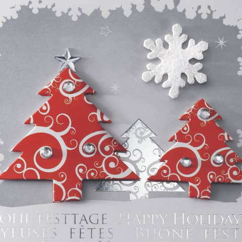 SIGEL - Weihnachts-Karten "Three Trees" - A6 (A5), 10 Karten, Handmade