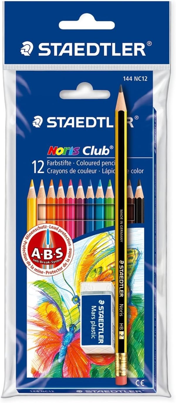 Staedler-Noris Set - 12 Buntstifte - 1 Bleistift - 1 Radiergummi
