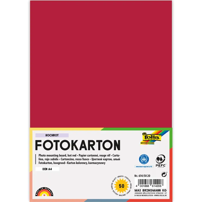 Folia - Fotokarton A4 - 50 Blatt - Hochrot