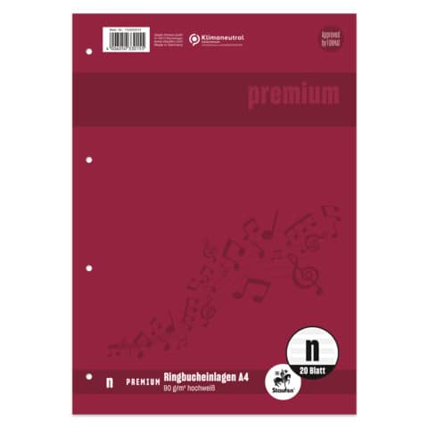 Staufen® - Ringbucheinlage PREMIUM Notenlineatur - A4, 90 g/qm, 20 Blatt