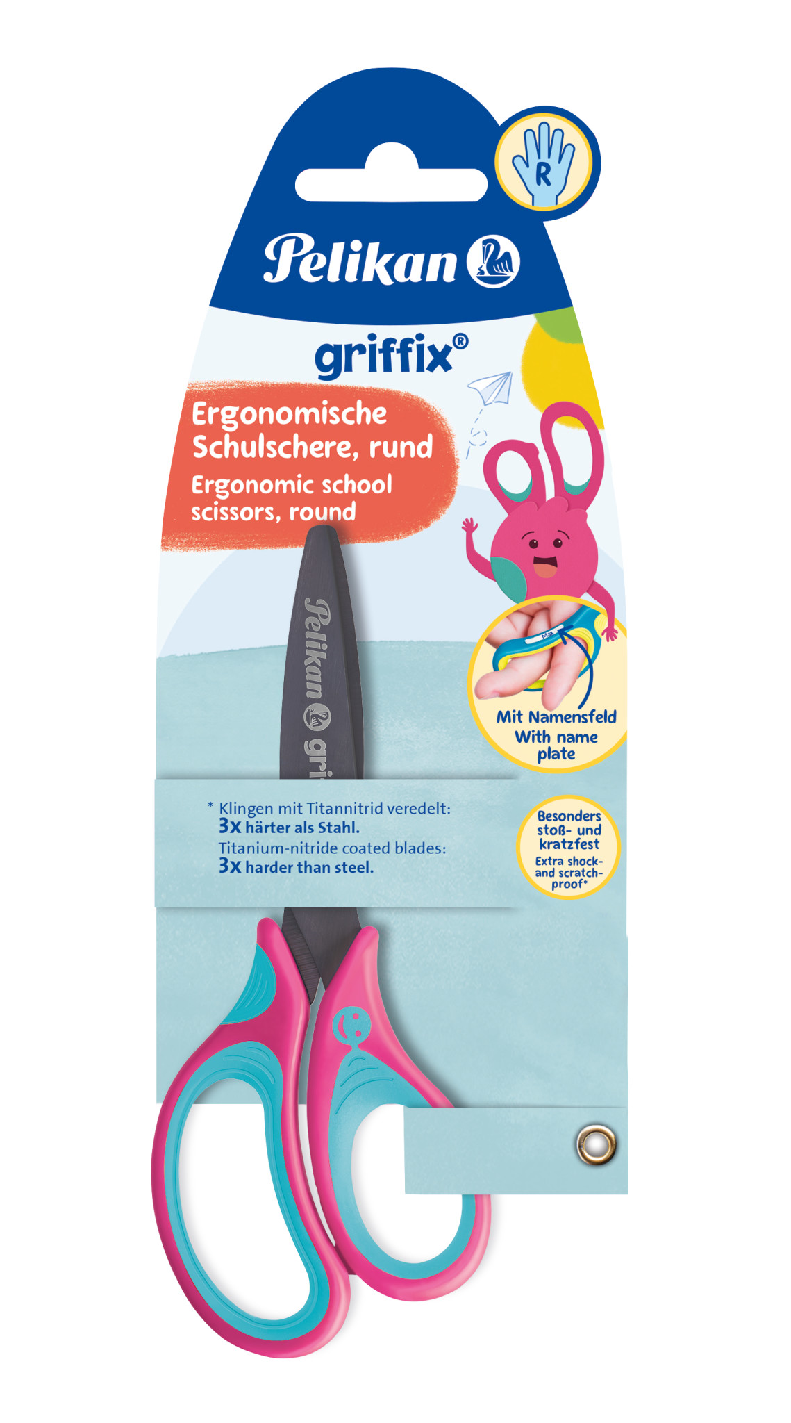 Pelikan - Schulschere griffix - Rund, Rechtshänder - Lovely Pink