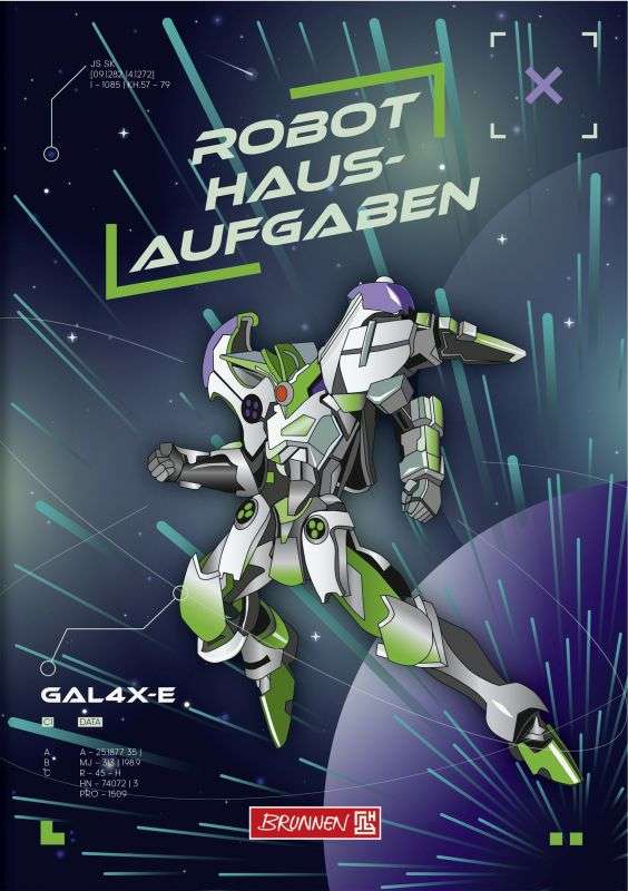 Brunnen - Hausaufgabenheft - 48 Blatt - Robot Hero